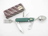 Vtg Seki Japan Large Green Hobo Scout Camp Fork Spoon Folding Pocket Knife