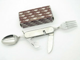 Vtg Seki Japan Medium Stainless Hobo Scout Camp Fork Spoon Folding Pocket Knife
