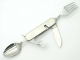 Vtg Seki Japan Medium Stainless Hobo Scout Camp Fork Spoon Folding Pocket Knife