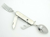Vtg Seki Japan Medium Stainless Hobo Scout Camp Fork Spoon Folding Pocket Knife