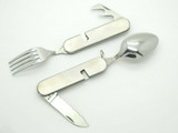 Vtg Seki Japan Medium Stainless Hobo Scout Camp Fork Spoon Folding Pocket Knife