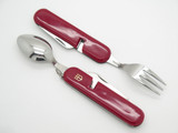 Vtg Seki Japan Red Hobo Scout Camp Fork Swiss Army Style Folding Pocket Knife