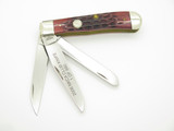 2006 NKCA Case XX Kinfolks USA Red Bone 3 Blade Folding Trapper Pocket Knife