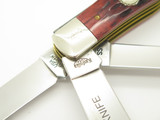 2006 NKCA Case XX Kinfolks USA Red Bone 3 Blade Folding Trapper Pocket Knife
