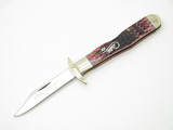 Case XX 6111 1/2 Cheetah Script Cranberry Swing Guard Folding Knife & Tin