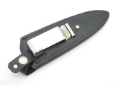 Vtg Parker Japan Black Leather Fixed 5" Blade Dagger Knife Belt Clip Sheath