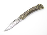 Vtg Herbertz German Rostfrei Etched Scroll Folding Hunter Lockback Pocket Knife