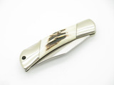 Vtg 1980s Herbertz German Rostfrei Stag 3.5" Folding Lockback Pocket Knife