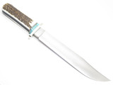 Custom RRR Leroy Remer Marbles Trailmaker Coffin Elk Stag Fixed Bowie Knife