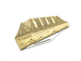 Vtg Novelty Seizo Imai Seki Japan Titanic Ship Brass Figure Folding Pocket Knife
