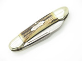 Vtg 1977 NKCA Kissing Crane Robert Klaas Stag 3 Blade Folding Canoe Pocket Knife