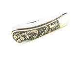 Vintage C.I. Japan 524 Brass Animal Hunting Scene Lockback Pocket Knife (Blem)