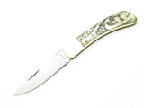 Vtg Compass C.I. Seki Japan Imai M Wild West Brass Folding Lockback Pocket Knife