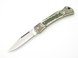 Vtg Explorer Imai Custom Seki Japan Stag Scrolled Folding Hunter Lockback Knife