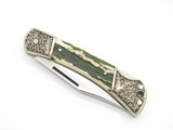 Vtg Explorer Imai Custom Seki Japan Stag Scrolled Folding Hunter Lockback Knife