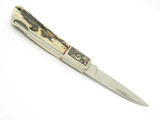 Vtg Athro Seki Japan Jess Horn Design Stag Scroll Folding Lockback Pocket Knife