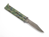Vintage 1980s C Jul Herbertz Rostfrei 4-5/8" Camo Folding Balisong Butterfly Knife by Tak Fukuta Seki Japan