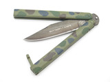 Vintage 1980s C Jul Herbertz Rostfrei 4-5/8" Camo Folding Balisong Butterfly Knife by Tak Fukuta Seki Japan