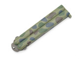 Vintage 1980s C Jul Herbertz Rostfrei 4-5/8" Camo Folding Balisong Butterfly Knife by Tak Fukuta Seki Japan