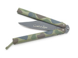Vintage 1980s SKCZ Tak Fukuta Seki Japan Combat Zone Camouflage 4-5/8" Folding Balisong Butterfly Knife