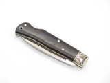 Vtg Athro Seki Japan Jess Horn Design Rostfrei Blk Folding Lockback Pocket Knife