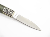 Vtg Athro Seki Japan Jess Horn Design Rostfrei Grn Folding Lockback Pocket Knife