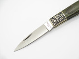 Vtg Athro Seki Japan Jess Horn Design Rostfrei Grn Folding Lockback Pocket Knife