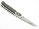 Vtg Athro Seki Japan Jess Horn Design Rostfrei Grn Folding Lockback Pocket Knife