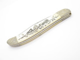 Vtg 1977 Case Moby Dick Limited #1952 Whale Scrimshaw Bone Folding Hunter Knife