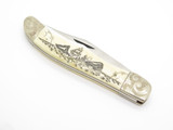 Vtg 1977 Case Moby Dick Limited #1123 Whale Scrimshaw Bone Folding Hunter Knife