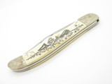 Vtg 1977 Case Moby Dick Limited #1123 Whale Scrimshaw Bone Folding Hunter Knife