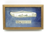 Vtg 1977 Case Moby Dick Limited #0749 Whale Scrimshaw Bone Folding Hunter Knife