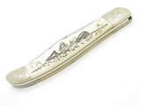Vtg 1977 Case Moby Dick Limited #0749 Whale Scrimshaw Bone Folding Hunter Knife
