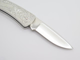 Vtg Buck Script 515 Classic IV Aluminum Engraved Folding Pocket Lockback Knife