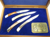 Vintage 1981 Buck 501 Squire Grand Slam Etch Folding Lockback Pocket Knife Set