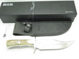 2000s Buck 905 Mountain Man Bowie BG-42 Custom WBC Elk Stag Fixed Knife