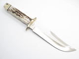 Vtg A.G. Russell 2000 Tak Fukuta Seki Japan Stag Bowie AUS8 Fixed Hunting Knife