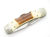 Vtg Parker Fukuta Seki Japan Stag Texas Longhorn Scrolled Folding Lockback Knife