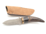 Vintage Virginia Seki Japan Chip Flint Buffalo Horn Fixed Dagger Knife