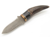 Vintage Virginia Seki Japan Chip Flint Buffalo Horn Fixed Dagger Knife