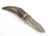 Vintage Virginia Seki Japan Chip Flint Buffalo Horn Fixed Dagger Knife