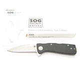 Vtg Sog USA Pat Pend Twitch XL Black Aluminum AUS8 Folding Lock Pocket Knife