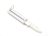 Vintage 1980s Valor Seki Japan Mini 2" Solid Metal Handle Folding Balisong Butterfly Knife