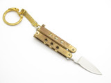 Vintage 1980s Valor Seki Japan Mini 2" Brasss Kechain Handle Folding Balisong Butterfly Knife