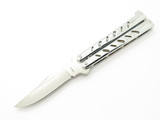 Vintage 1980s Ranger's Seki Japan 4.125" Chrome Handle Folding Balisong Butterfly Knife