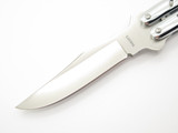 Vintage 1980s Ranger's Seki Japan 4.125" Chrome Handle Folding Balisong Butterfly Knife