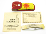 Vintage Schrade USA Uncle Henry Sun Dance Scrimshaw Folding Hunter Knife Beaded
