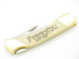 Vintage Schrade USA Uncle Henry Sun Dance Scrimshaw Folding Hunter Knife Beaded
