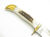 Vtg Hen & Rooster Pakistan 4400 Stag Hunting Fixed 4.75" Blade Knife