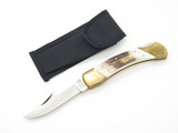 Vtg 1982-84 Parker Imai K-139 Seki Japan Large Stag Handle Folding Hunter Knife